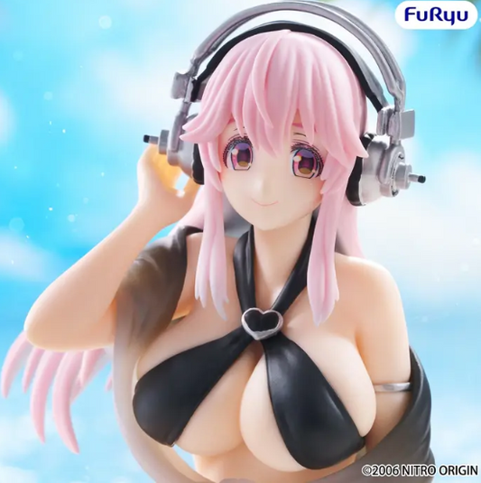 Super Sonico: Swimsuit Black Color Ver. Noodle Stopper Figure
