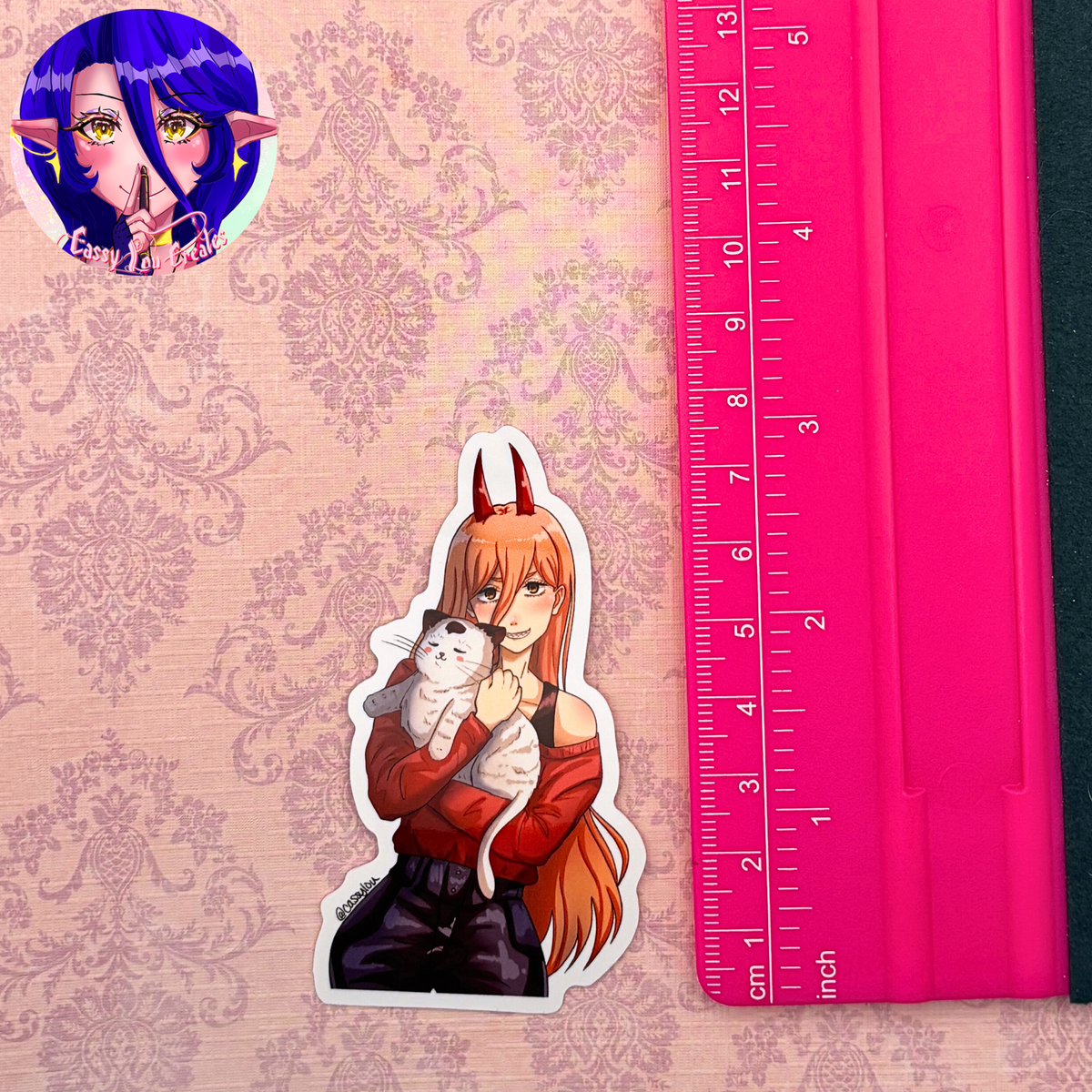 Devil Girl and Cat Glossy Vinyl Sticker