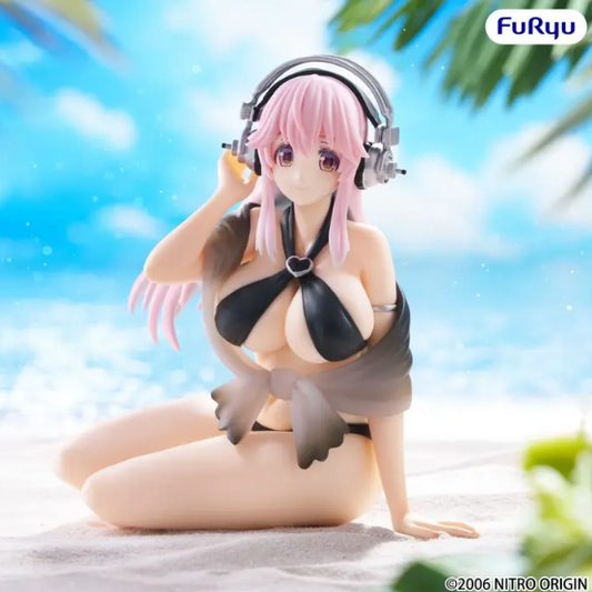 Super Sonico: Swimsuit Black Color Ver. Noodle Stopper Figure