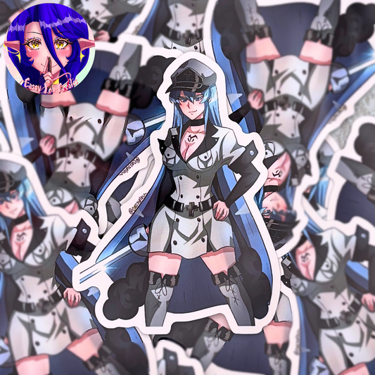 Anime Soldier Girl Glossy Vinyl Sticker