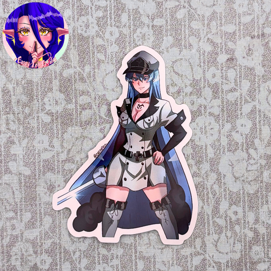 Anime Soldier Girl Glossy Vinyl Sticker