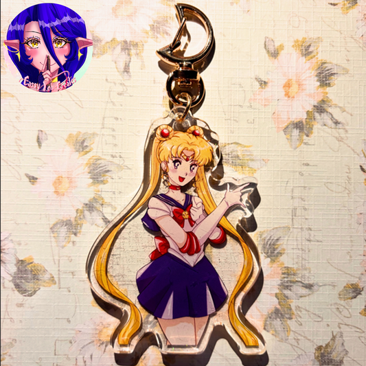 Magical Girl Usagi Glitter Epoxy Keychain