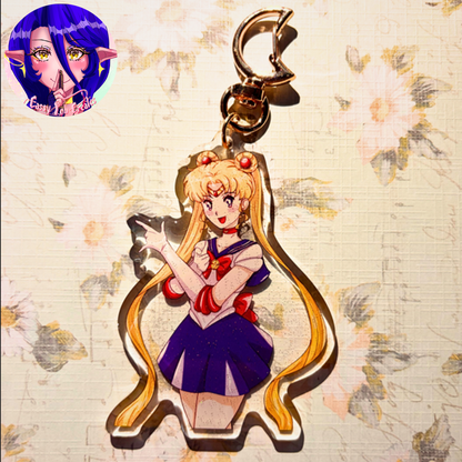 Magical Girl Usagi Glitter Epoxy Keychain